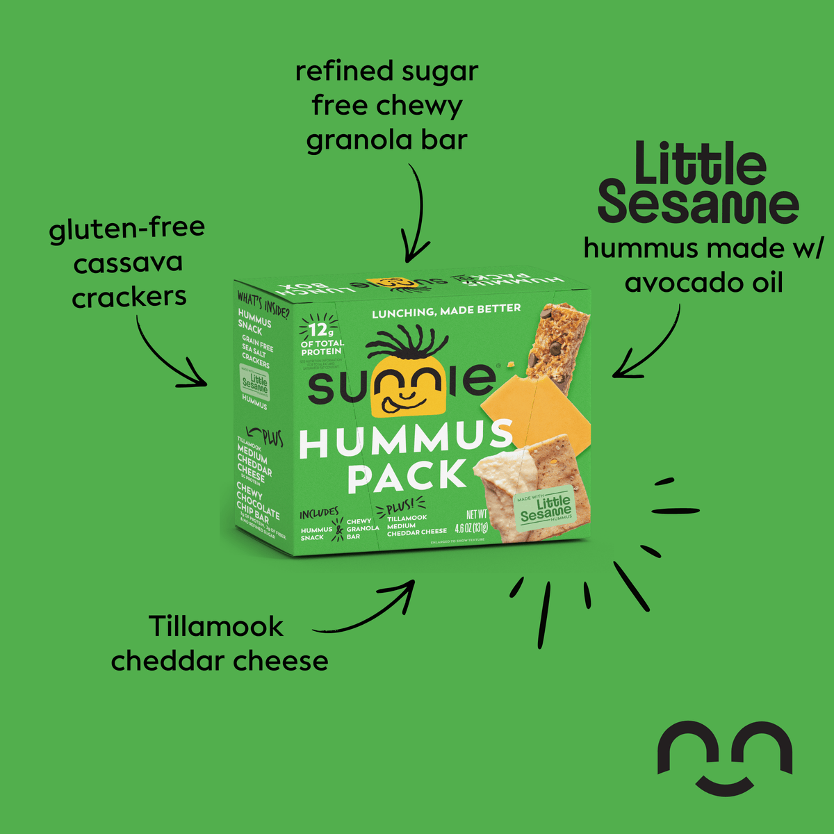 LUNCH PACK VARIETY (4 PIZZA + 4 HUMMUS) Sunnie 